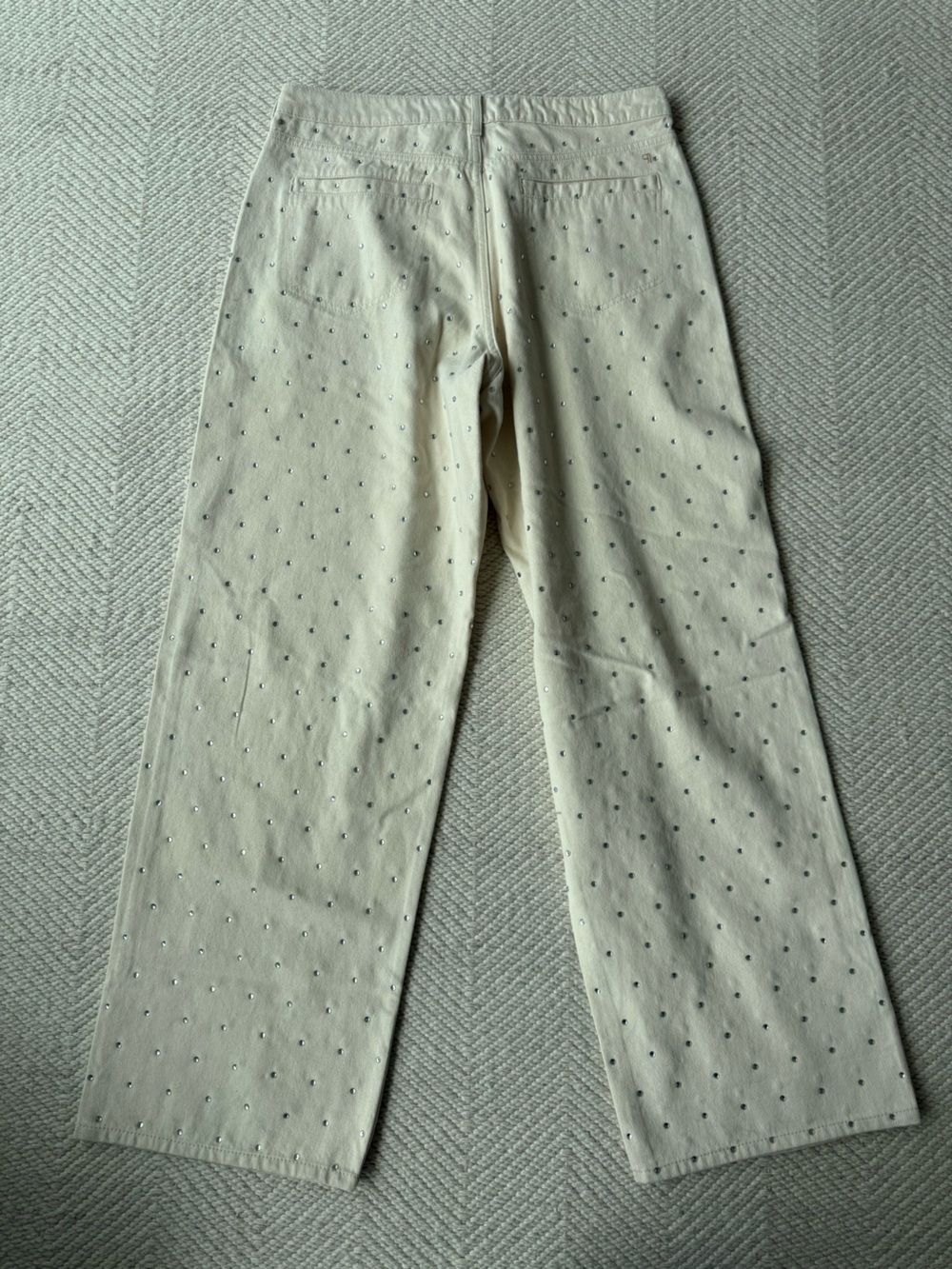 Pilcro Sparkle Relaxed Cuff Jeans cream sz 32 - Picture 8 of 11